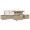 vidaXL Conjunto de sof&aacute; de jard&iacute;n 6 uds. Beige rat&aacute;n sint&eacute;tico
