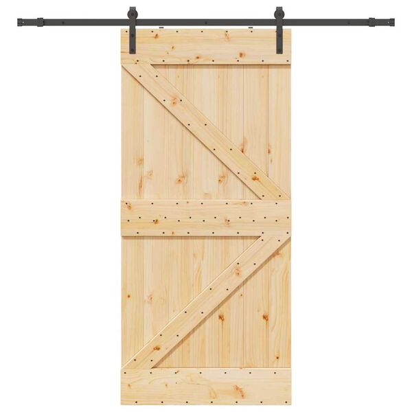 vidaXL Puerta corredera con herrajes madera maciza de pino 80x210 cm