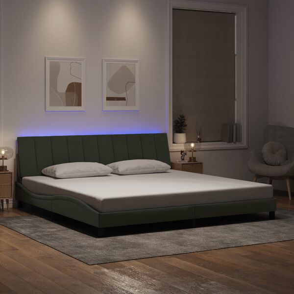 vidaXL Estructura de cama con LED sin colchón Hanko terciopelo gris claro 200x200 cm