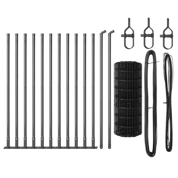 vidaXL Valla con Poste Gris 0,4 x 25 m Acero y PVC