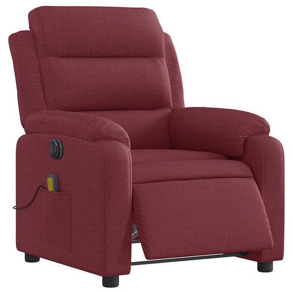 vidaXL Sill&oacute;n de masaje reclinable el&eacute;ctrico tela rojo tinto