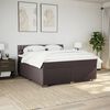 vidaXL Cama box spring con colch&oacute;n tela marr&oacute;n oscuro 200x200 cm