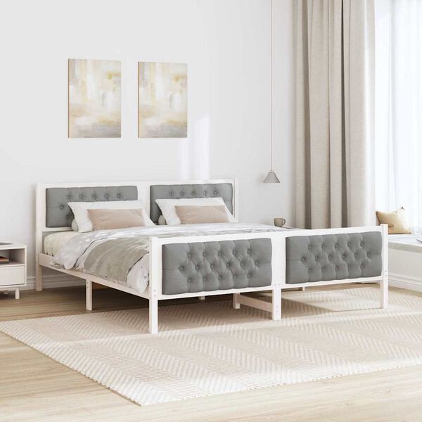 vidaXL Estructura de cama con cabecera Gris Claro 160 x 200 cm