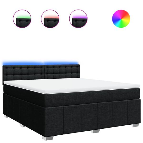 vidaXL Cama box spring con colch&oacute;n tela negro 180x200 cm