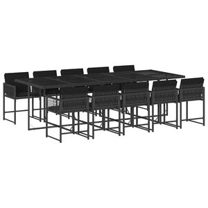 vidaXL Set de comedor jard&iacute;n 11 pzas con cojines rat&aacute;n sint&eacute;tico negro