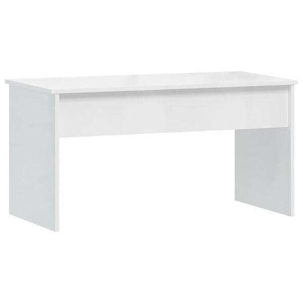 vidaXL Mesa de centro madera ingeniería blanco brillo 102x50,5x52,5 cm