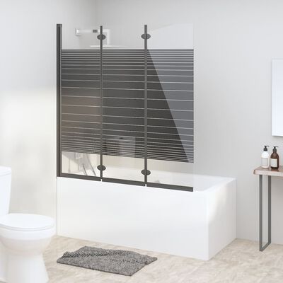 vidaXL Mampara de ducha plegable de 3 paneles ESG negro 130x130 cm
