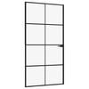 vidaXL Puerta interior vidrio templado y aluminio negro 102x201,5 cm