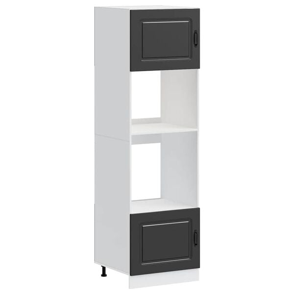 vidaXL Armarios para horno (2 unidades) "Kalmar" de madera de ingenier&iacute;a negra