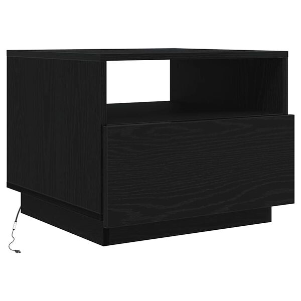 vidaXL Mesa de centro con luces LED roble negro 50x49x40 cm