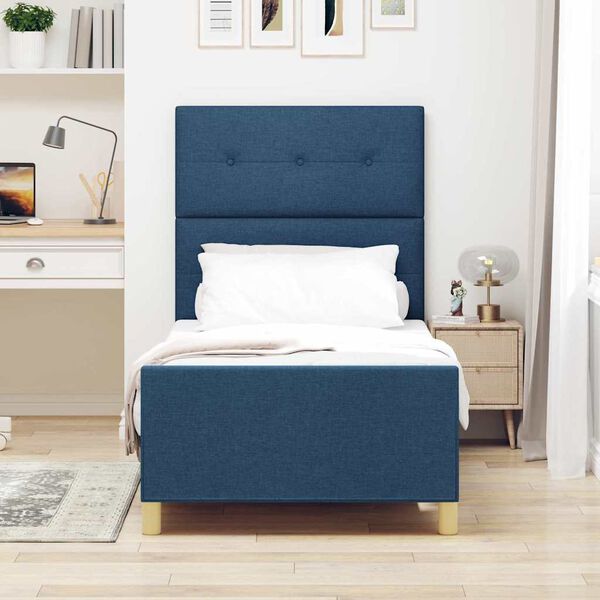 vidaXL Estructura de cama con cabecera Azul 90 x 200 cm tela