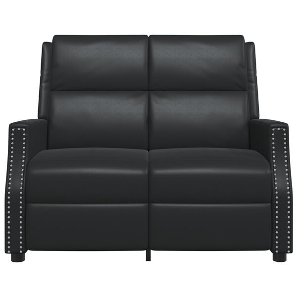 vidaXL Sillón reclinable de masaje de 2 plazas cuero sintético negro