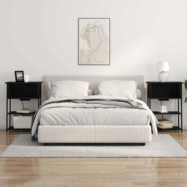 vidaXL Armario de Noche Roble Negro 55 x 31 x 76 cm