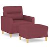 vidaXL Sillón con taburete tela rojo tinto 60 cm