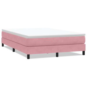 vidaXL Cama box spring sin colch&oacute;n terciopelo rosa 140x210 cm