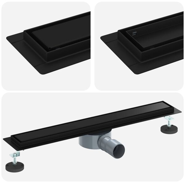 vidaXL Desag&uuml;e de ducha 2 en 1 con sif&oacute;n de 360&deg; Negro 60 cm