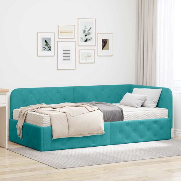 vidaXL Estructura de cama en esquina Tuquesa 90 x 190 cm Terciopelo