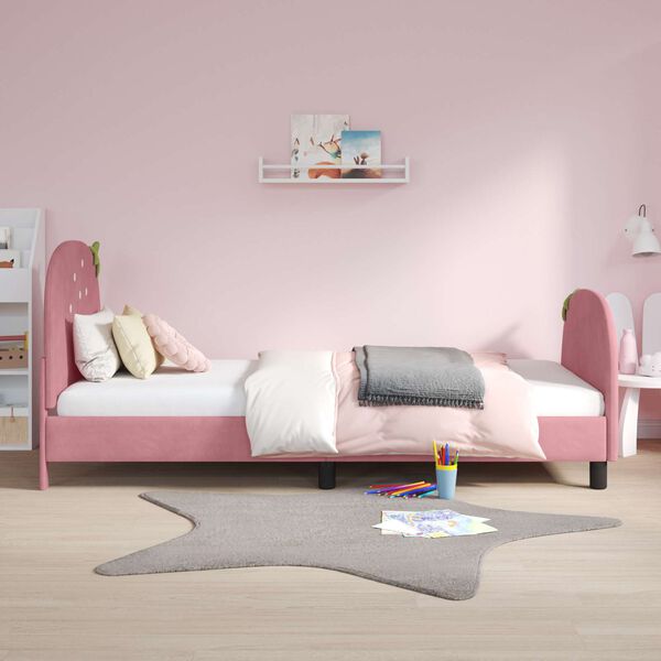 vidaXL Cama para ni&ntilde;os con cabecero Rosa 80 x 200 cm Terciopelo