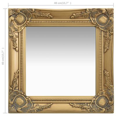 vidaXL Espejo de pared estilo barroco dorado 40x40 cm