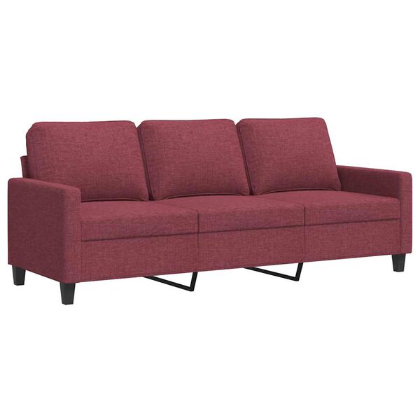 vidaXL Sof&aacute; de 3 plazas de tela rojo tinto 180 cm