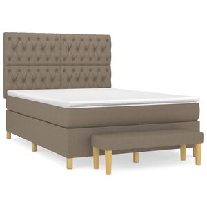 vidaXL Cama box spring con colch&oacute;n tela gris taupe 140x200 cm