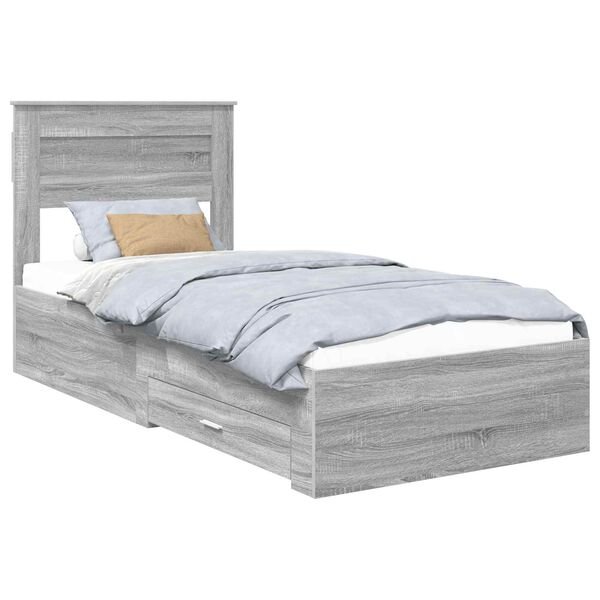 vidaXL Estructura de cama Gris Sonoma 90 x 200 cm Madera de ingenier&iacute;a