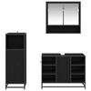 vidaXL Juego de muebles de ba&ntilde;o 3 pcs Roble Negro Madera de ingenier&iacute;a
