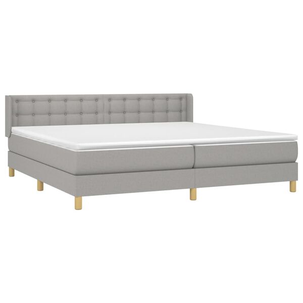 vidaXL Cama box spring con colch&oacute;n tela gris claro 160x200 cm