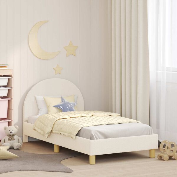 vidaXL Cama para ni&ntilde;os con cabecero Crema 80 x 160 cm Tela de Oveja