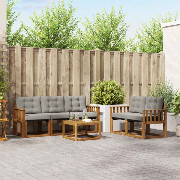 vidaXL Conjunto de sof&aacute;s de exterior 6 pcs Gris Natural y Claro