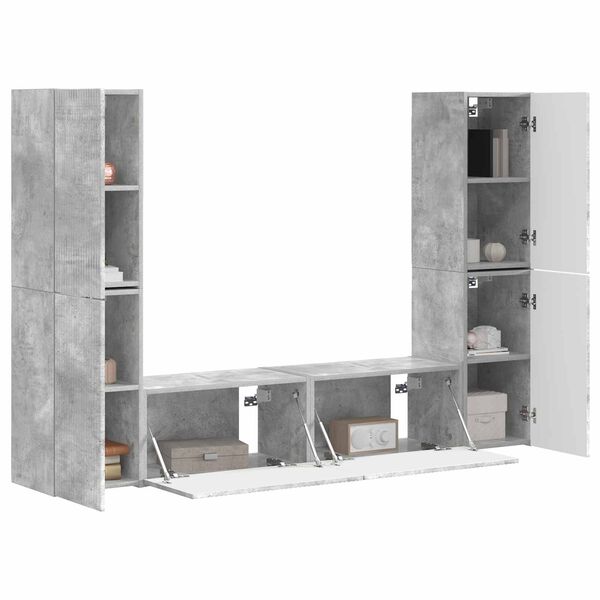 vidaXL Conjunto de mueble de TV 6 pcs Gris Concreto