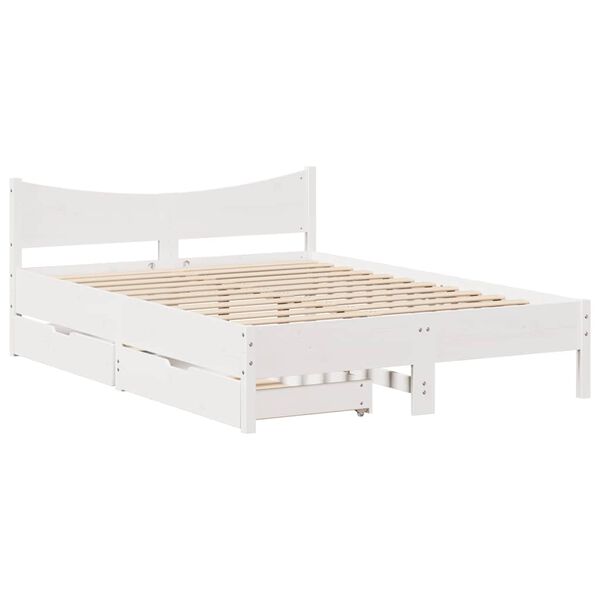 vidaXL Estructura de cama con cajones madera pino blanco 120x190 cm