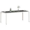vidaXL Mesa de jard&iacute;n superficie de vidrio rat&aacute;n PE blanco 190x90x75cm