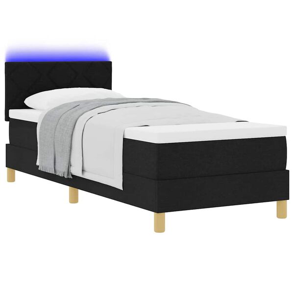 vidaXL Cama Box Spring LED con colch&oacute;n Negro 80 x 200 cm tela