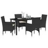 vidaXL Conjunto de Comedor de Jard&iacute;n 5 pcs Negro rat&aacute;n sint&eacute;tico