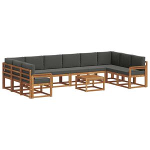 vidaXL Conjunto de sof&aacute;s de exterior 11 pcs Natural y Antracita