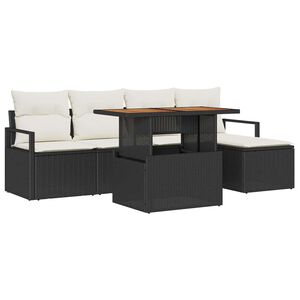vidaXL Conjunto de Comedor de Jard&iacute;n con coj&iacute;n 6 pcs Negro y crema