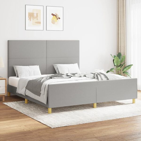 vidaXL Cama sin colch&oacute;n tela gris claro 160x200 cm