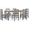 vidaXL Juego de comedor PANAMA 7 pzas madera maciza de pino gris