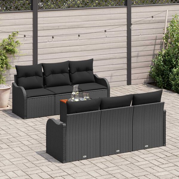 vidaXL Conjunto de sofá de jardín 7 pcs Negro