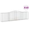 vidaXL Cestas de gaviones 10 uds forma de arco hierro 400x50x100/120cm