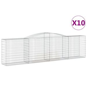 vidaXL Cestas de gaviones 10 uds forma de arco hierro 400x50x100/120cm