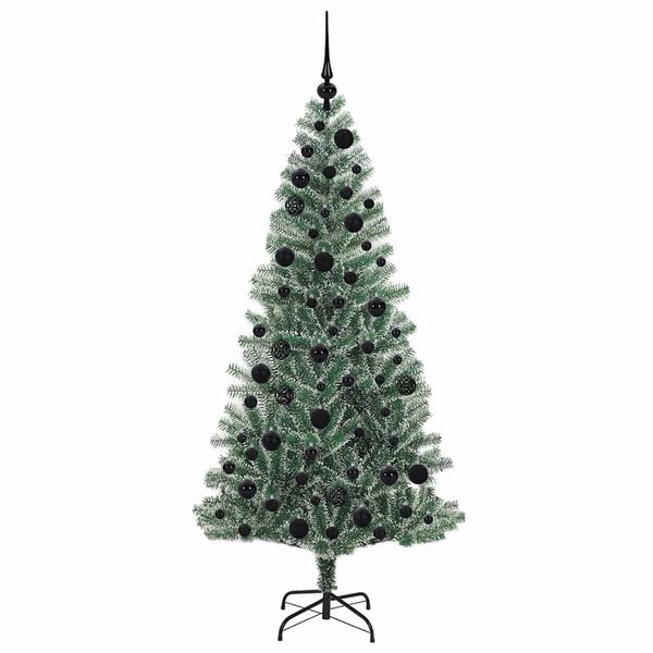vidaXL Árbol de Navidad Artificial Nevado con Luz LED Verde y 180 cm