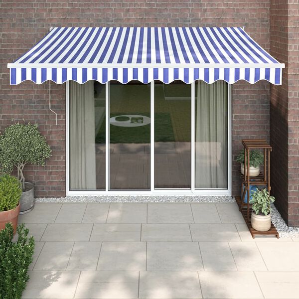 vidaXL Toldo retráctil automático azul y blanco 3,5x2,5 m