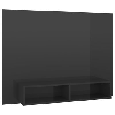vidaXL Mueble TV de pared contrachapado gris brillante 120x23,5x90 cm