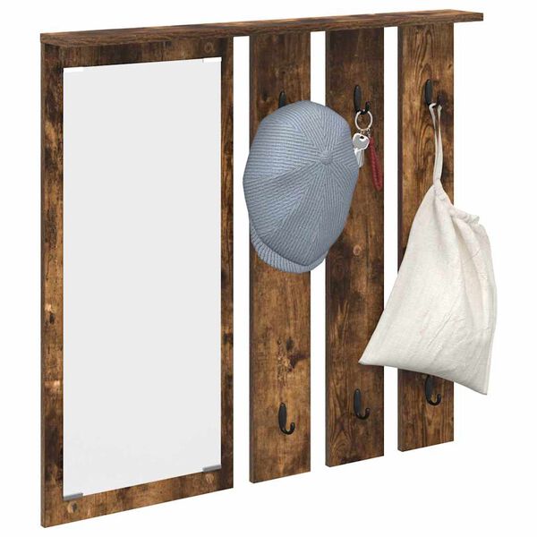 vidaXL Perchero de pared con estante Roble ahumado 84 x 10 x 80 cm