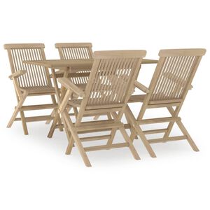 vidaXL Juego de comedor de jard&iacute;n 5 piezas madera maciza de teca