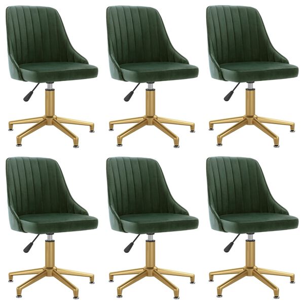 vidaXL Sillas de comedor giratorias 6 unidades terciopelo verde oscuro
