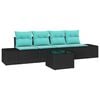 vidaXL Conjunto de sof&aacute; de jard&iacute;n 5 uds. Negro y Turquesa