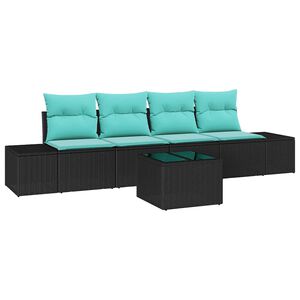 vidaXL Conjunto de sof&aacute; de jard&iacute;n 5 uds. Negro y Turquesa